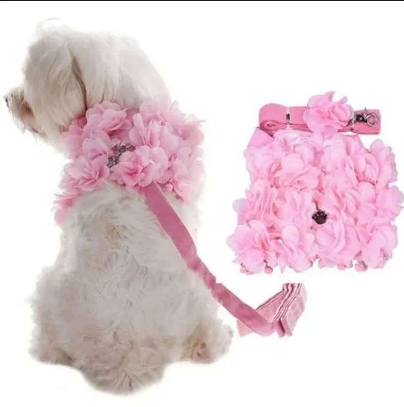 Floral Pattern Pet Harness & Leash Set – Floral Dog Shirt with Matching Leash